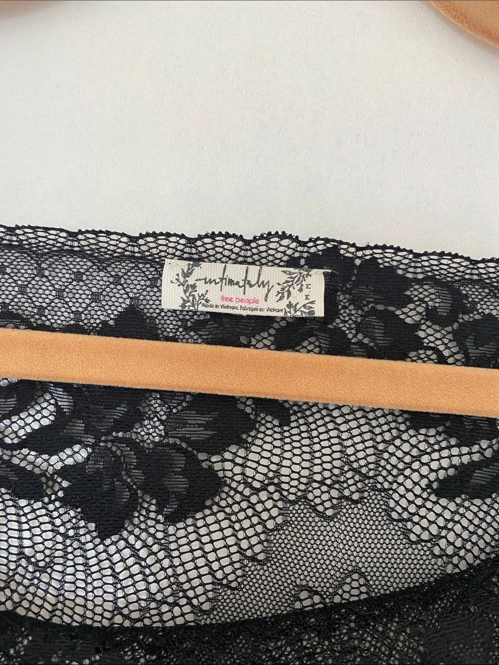 Free People Mademoiselle Black Lace Long-Sleeve Tie-Shoulder Top